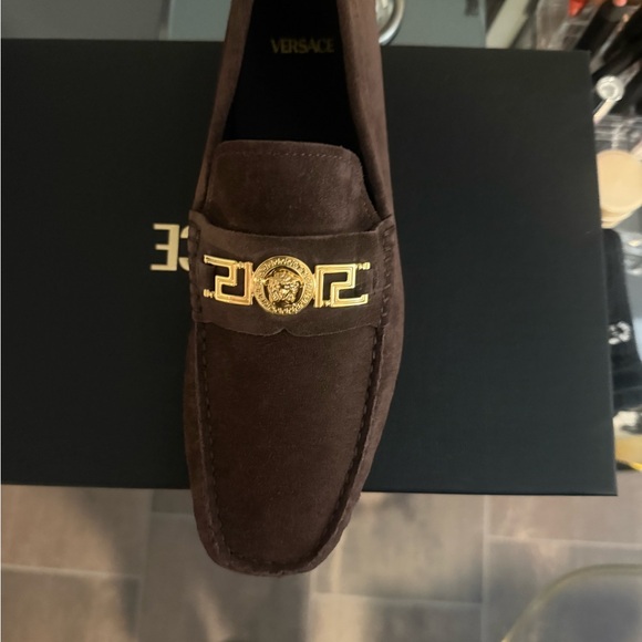 Versace Men's Dark Brown Loafers with Gold Accent - Picture 6 of 6